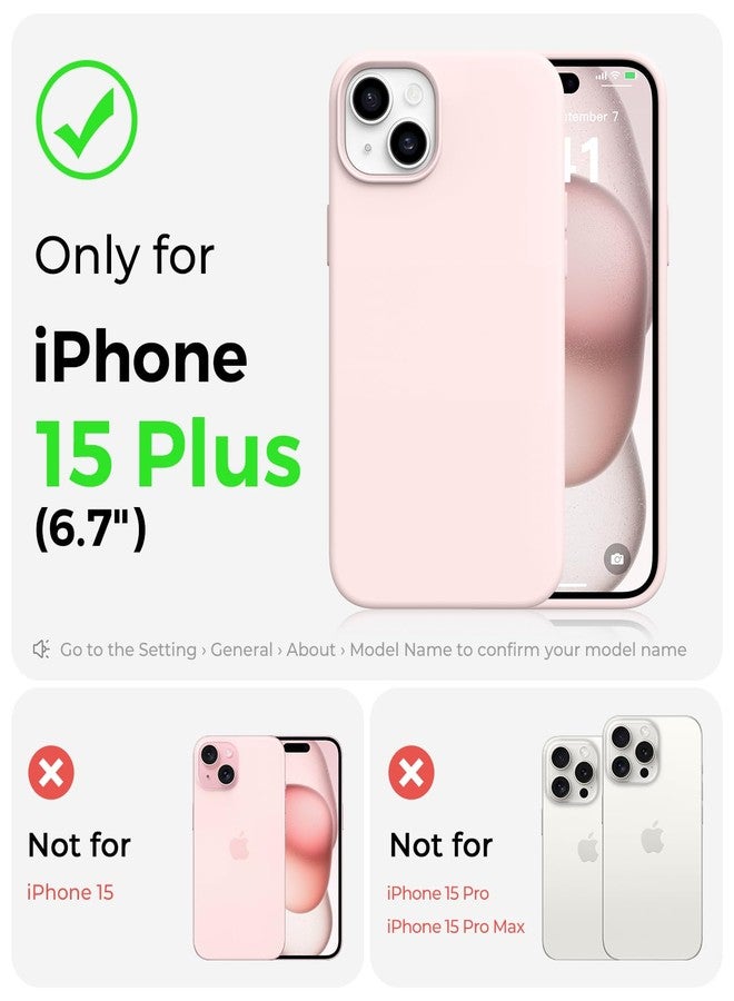 AOTESIER Shockproof for iPhone 15 Plus Case, [Food Grade Silicone] Phone Case [Military Drop Protection] with Soft Anti-Scratch Microfiber Lining, 6.7 inch, Chalk Pink - Image 3